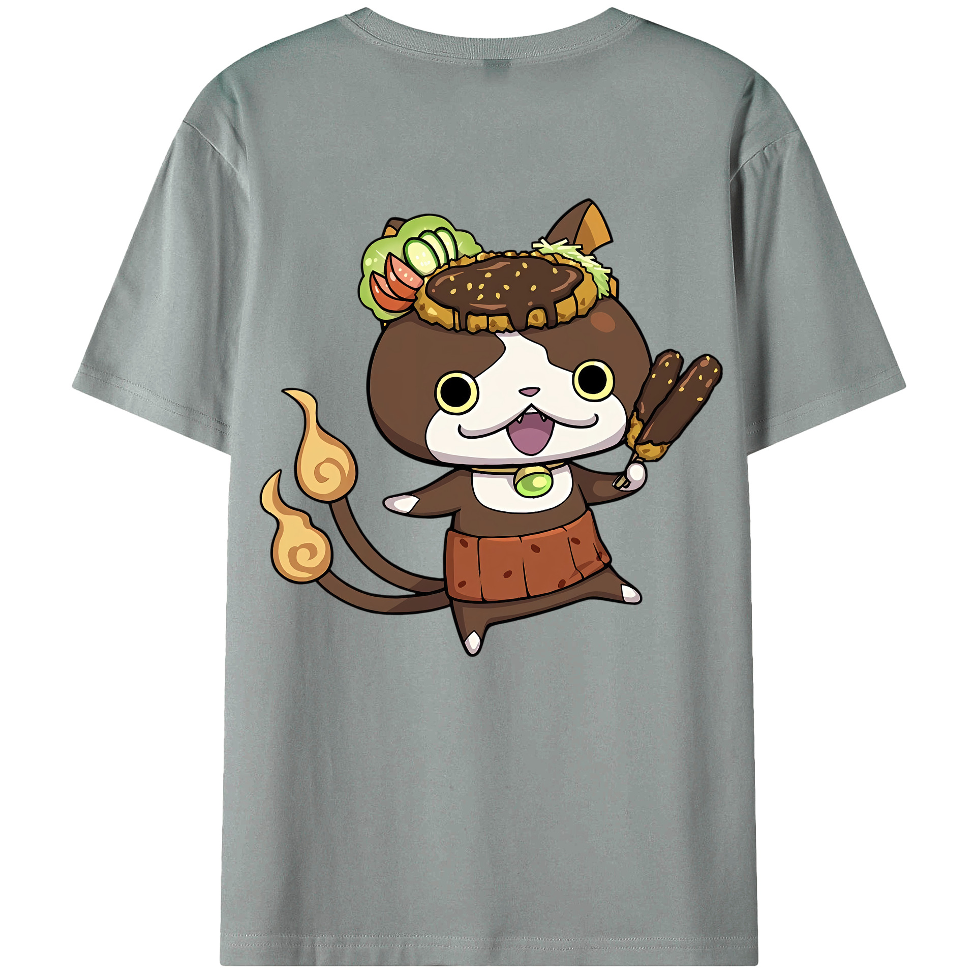 （画像用） 妖怪ウォッチ Yo-kai Watch 綿100％ メンズ半袖Tシャツ（バックプリント） 通気性